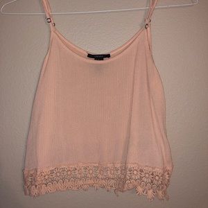 Boho pink tank with fringe at bottom